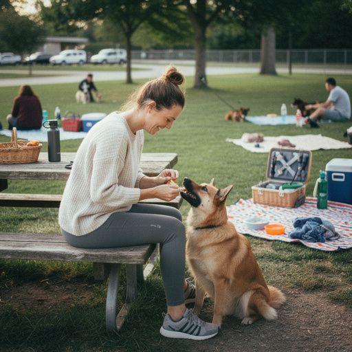 Собака исследует новый маршрут в национальном парке